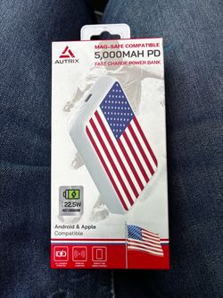 Autrix MagSafe 5000mAh Power Bank – 22.5W Fast Charge, USA Flag – NEW IN BOX