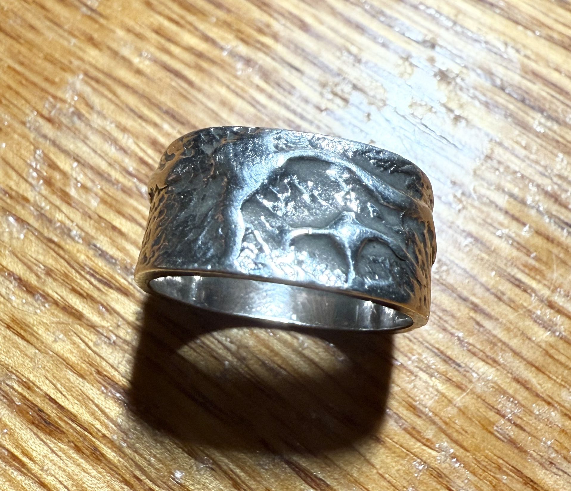 Vintage Solid 14k Silver Engraved Band Ring Size 6