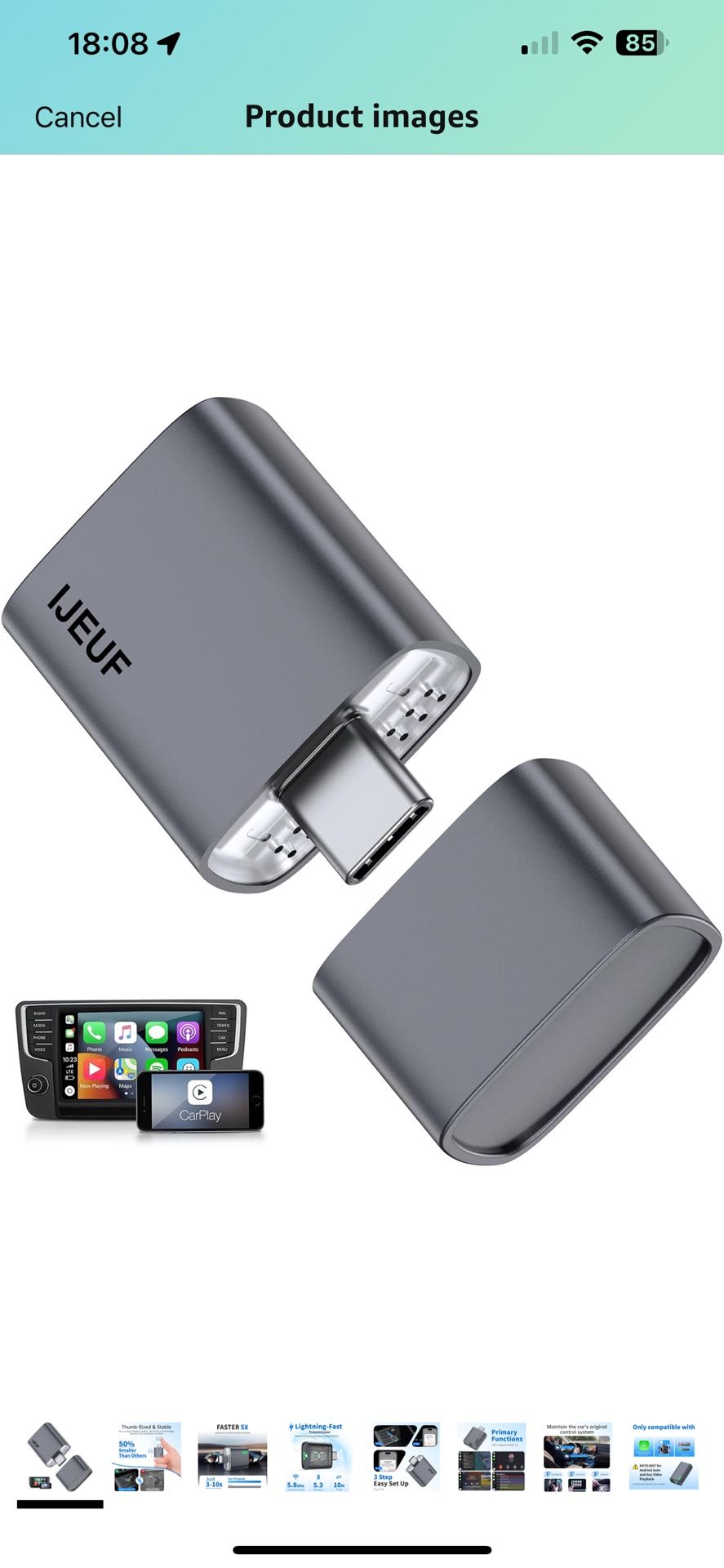 Wireless CarPlay Adapter for Apple iPhone 2025 Upgrade, Converts Factory Wired to Wireless, No Delay, Stable Connection, Mini Apple Carplay Wireless A
