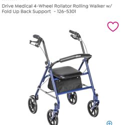 Drive Medical 4-Wheel Rollator Rolling Walker 