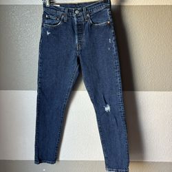 Levi's Women’s 25 Jeans 501 S Skinny Iconic Fit High Rise 90s Distressed Denim