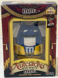 M&M'S SWEET NUTCRACKER CANDY DISPENSER BLUE & YELLOW LIMITED EDITION NIB