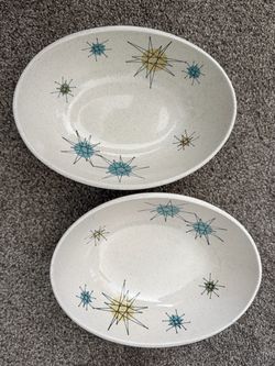 Vintage Franciscan Starburst Oval Serving Bowls - MCM Atomic Space Age by