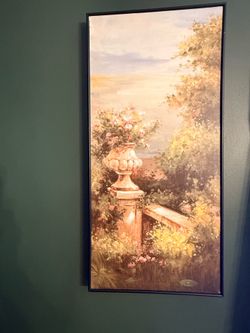Two painted “European” landscape pictures