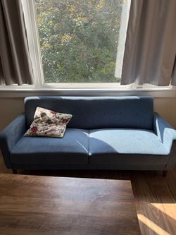 Mellow Adair Mid-Century Modern Sofa in heather blue