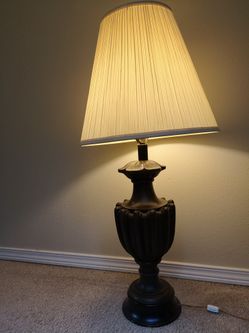 Antique fine carved wood lamp