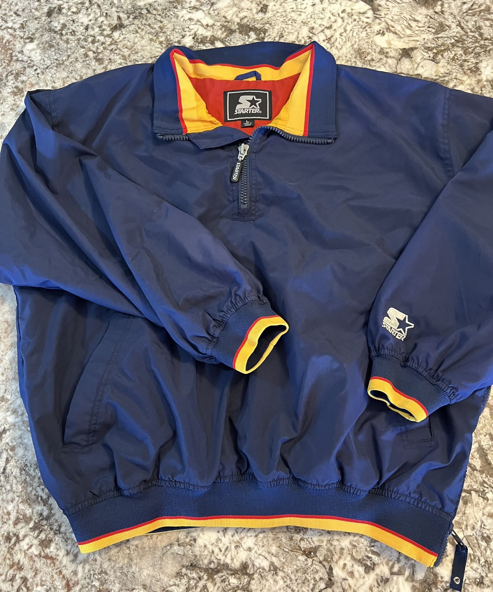 Vintage Starter Pullover Windbreaker Jacket Navy Blue 90s Retro Style Size Large