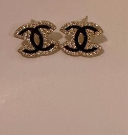 CC Logo Crystal Stud Earrings