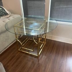 Modern 48” Round Glass Dining Table with Gold Base – $150 OBO