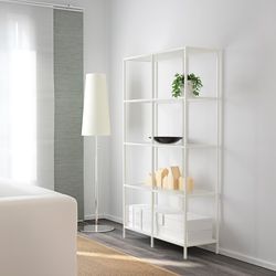 IKEA VITTSJÖ  White/Glass Shelf unit 39.5”Lx14.5”Dx69”H (Northridge)