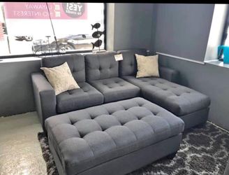 Sectional with ottoman $1 down no credit check financing