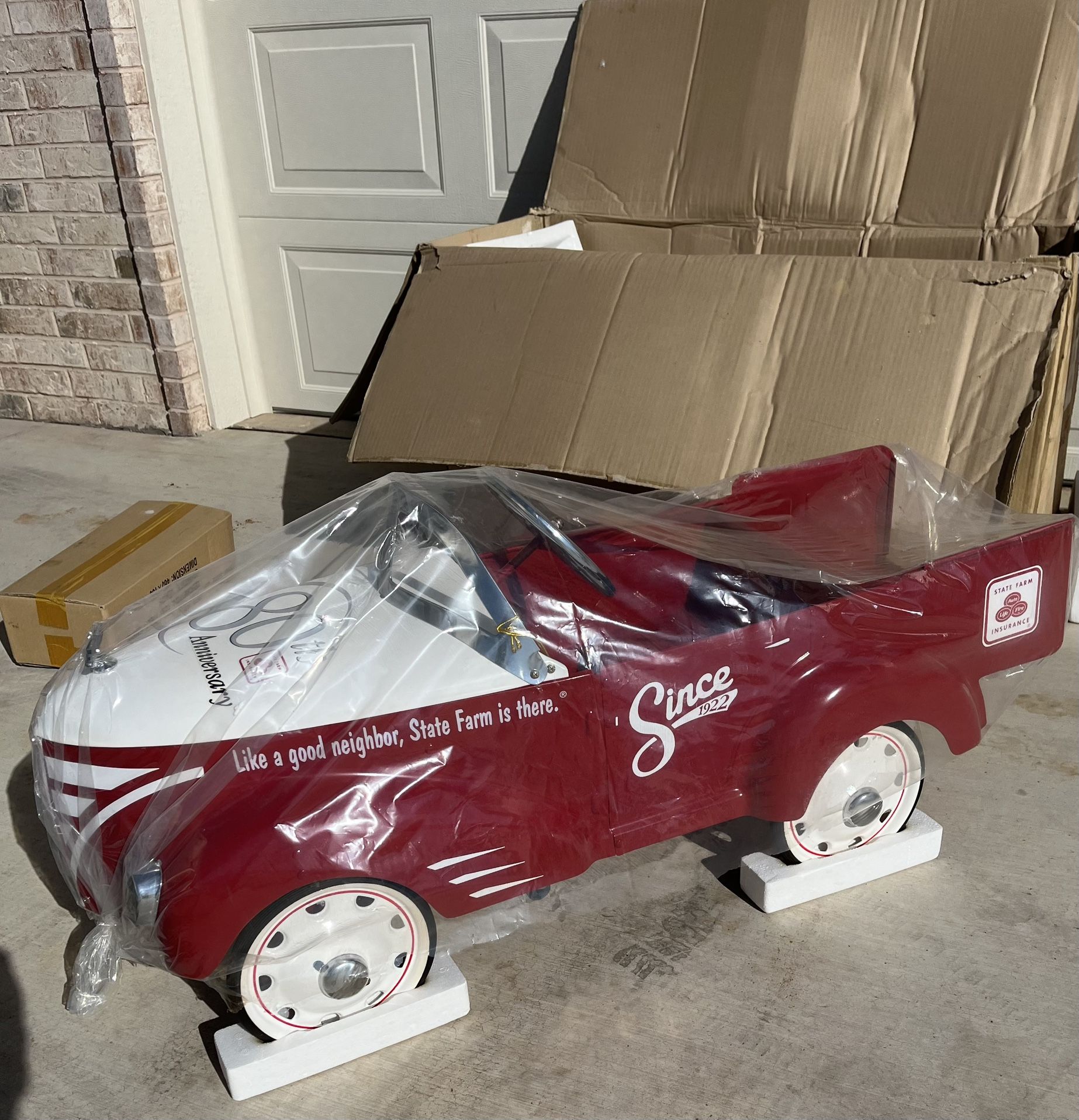 STATE FARM 80TH ANNIVERSARY PEDAL CAR BRAND NEW IN BOX FULL SIZE