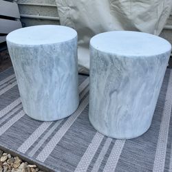 Faux Marble Column Accent Tables (2)