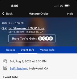 Ed Sheeran concert floor tickets