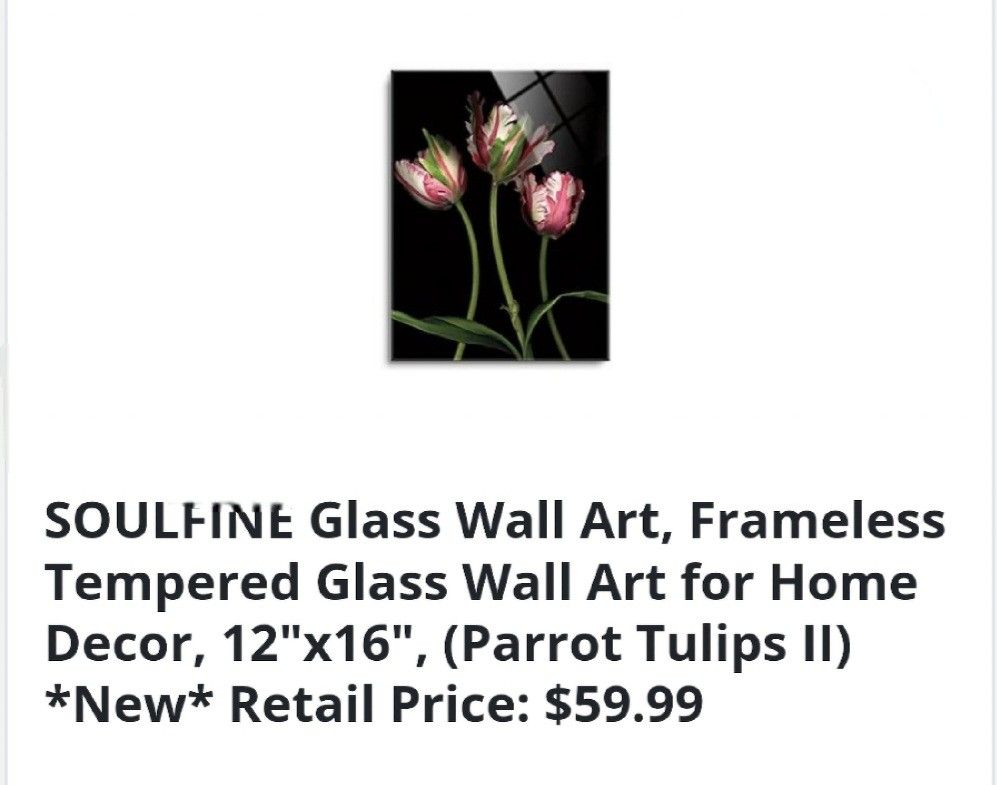 Glass Wall Art Tulips