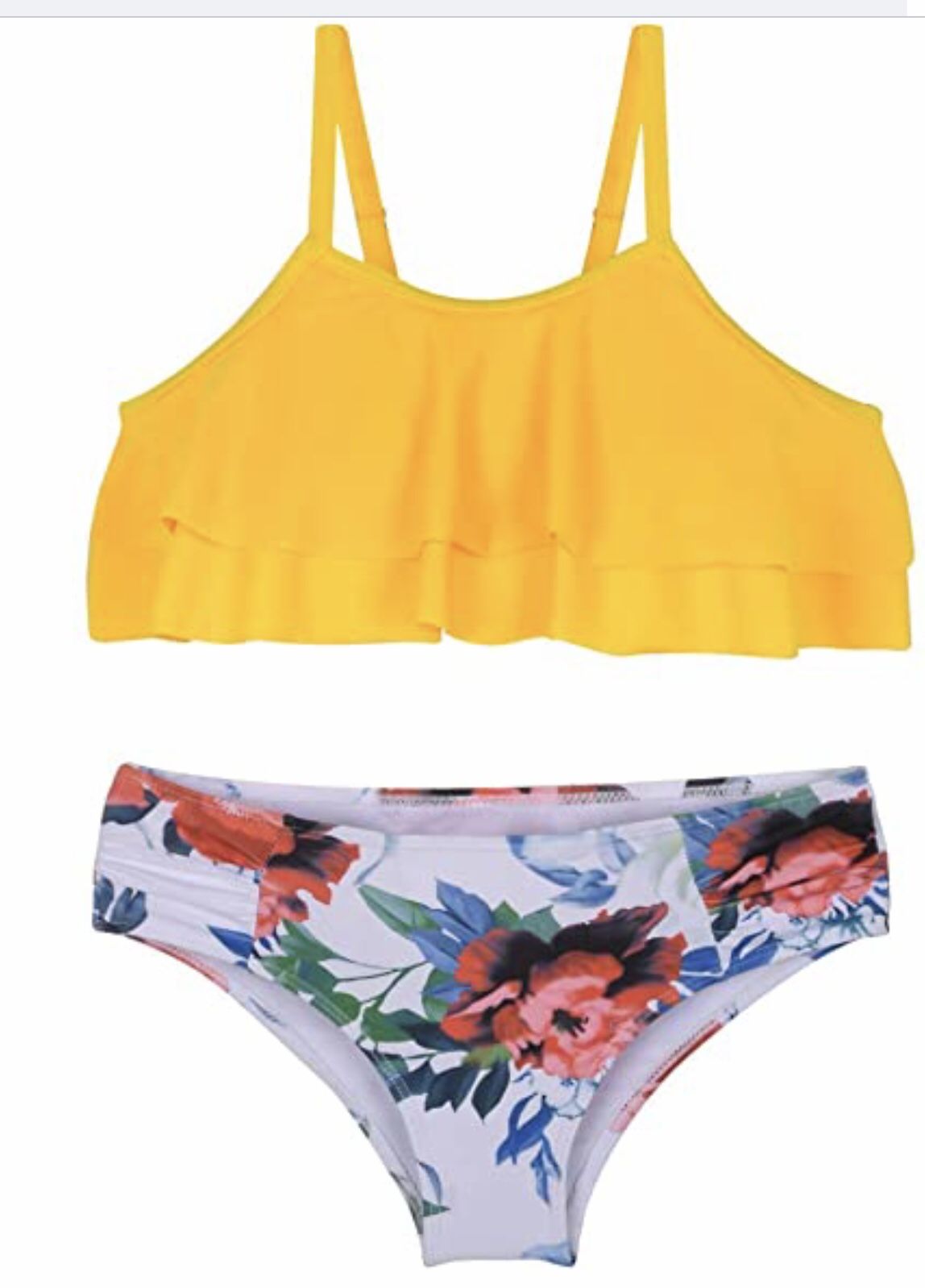 Girl's Bikini Set Ruffled Two Piece Bathing Suits Flounce Kids Swimsuit Swimwear