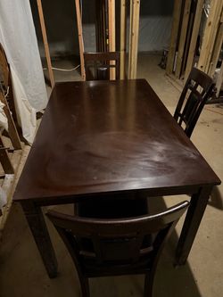 Dark Wood Dining Table with Chairs