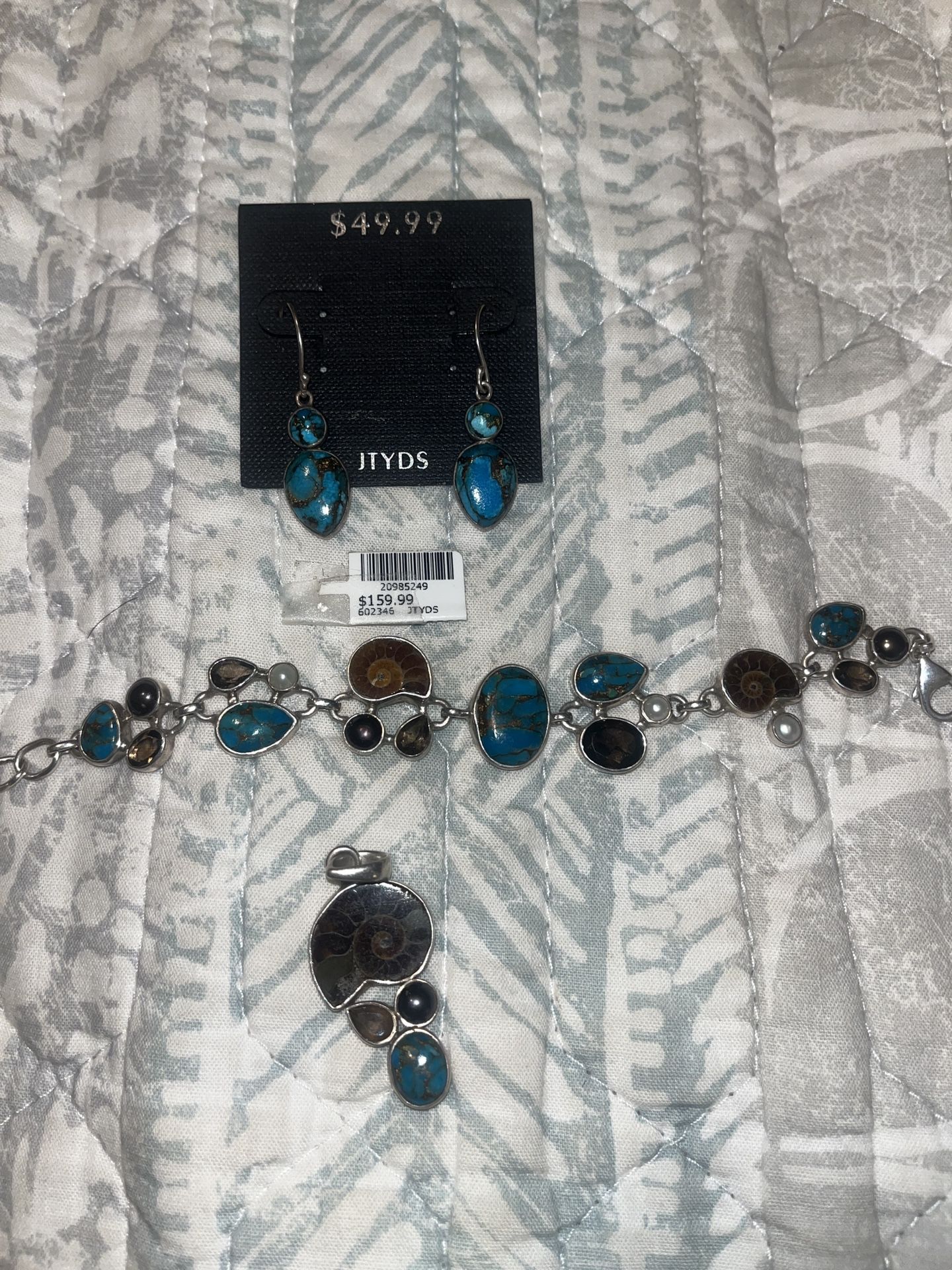 Copper, turquoise sterling silver jewelry set