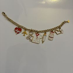Gold Travel Health Care Charm Bracelet