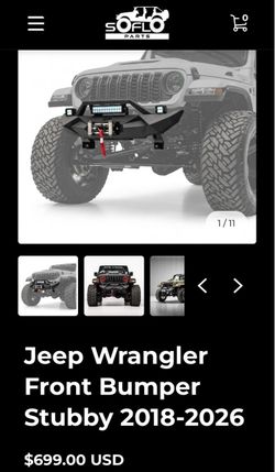 Jeep wrangler front bumper stubby 2018-2026