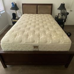 Queen Size Bed Frame With Nice Headboard (includes mattress & box spring)