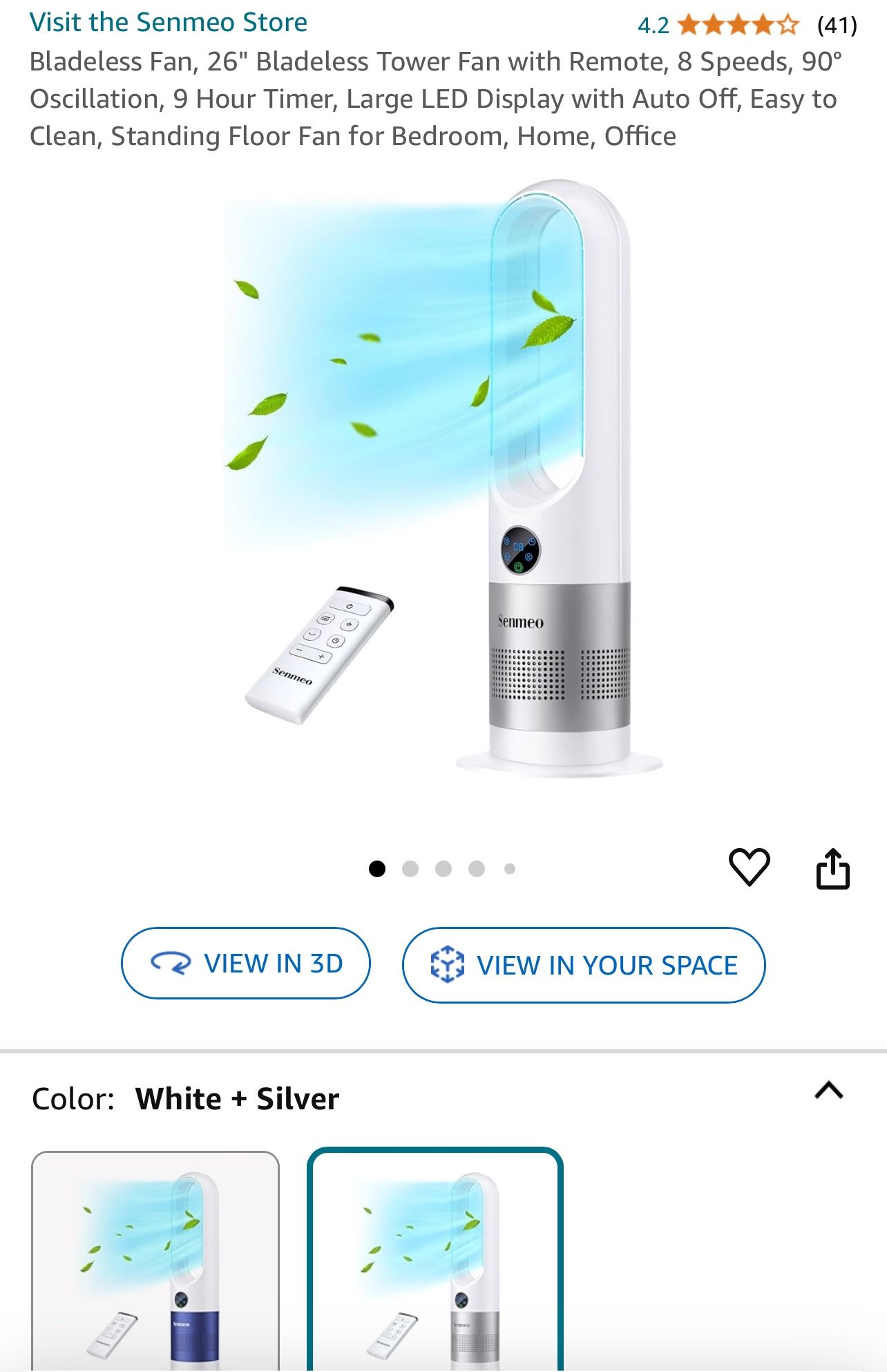 Senmeo Bladeless Tower fan