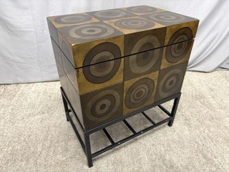 Circle Painted Petite Storage Chest w/ Black Stand