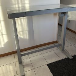 Twin Star Home 47" Ashford™ Adjustable Height Desk, Light Silver