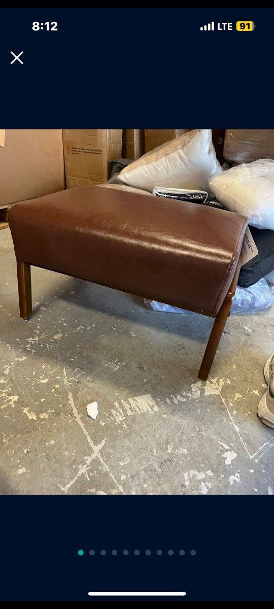 Beautiful Brown Faux Leather Ottoman