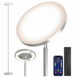 Keepsmile Silver Double Side Lighting LED Floor Lamp with Remote Smart App