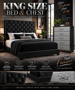 On sale! Brand new king size bedframe & chest