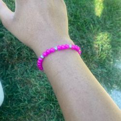 Bright Pink Beaded Bracelet 