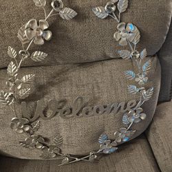 Silver Welcome Sign 