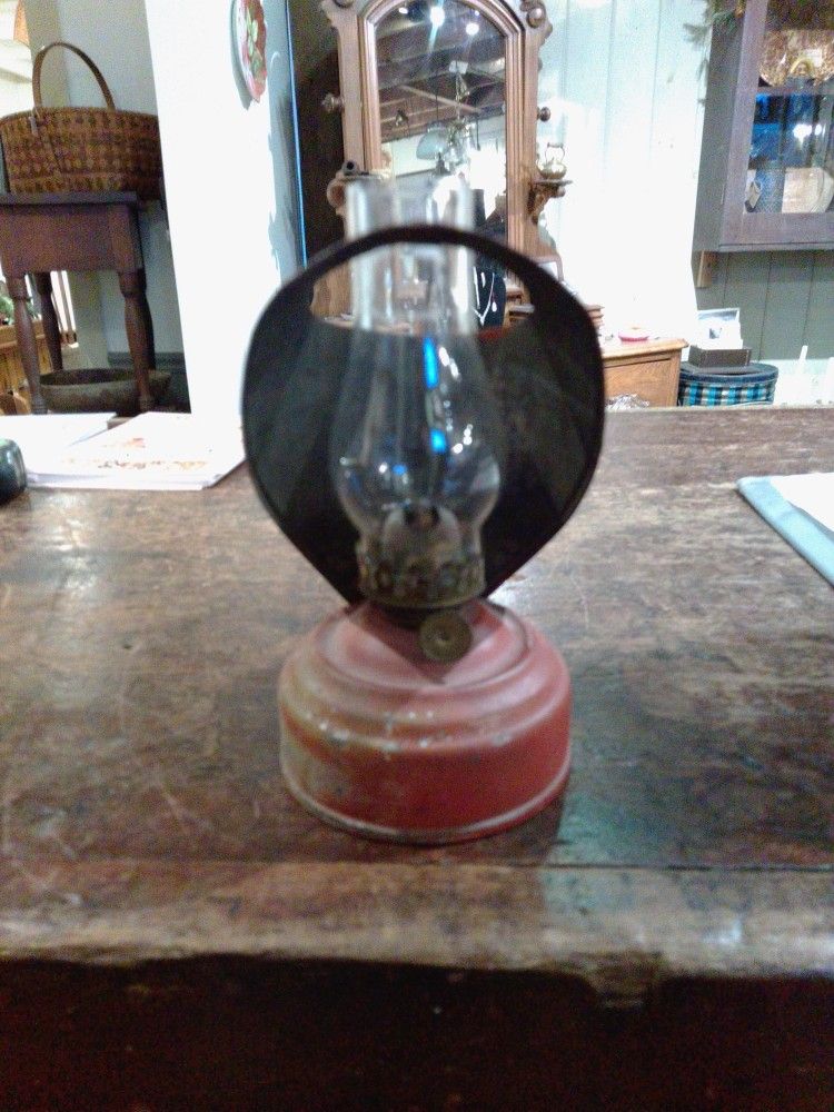 Antique Miniature Red Oil Lamp