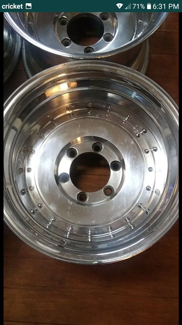 Rare vintage ENKEI 15x10 deep dish aluminum rims 6 LUG wheels POLISHED ...