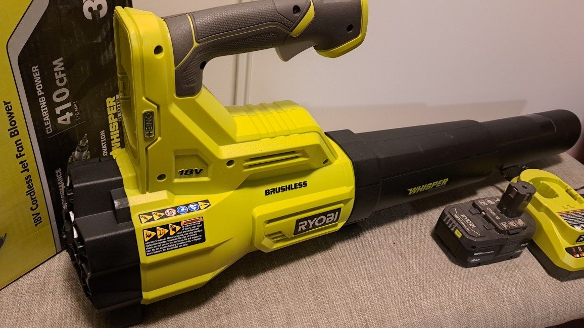 ONE+ 18V Brushless Whisper Series 110 MPH 410 CFM Cordless Battery Jet Fan Leaf Blower Home & Garden