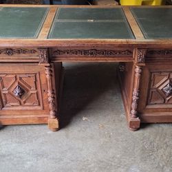 Antique Hand Carved Executive Desk