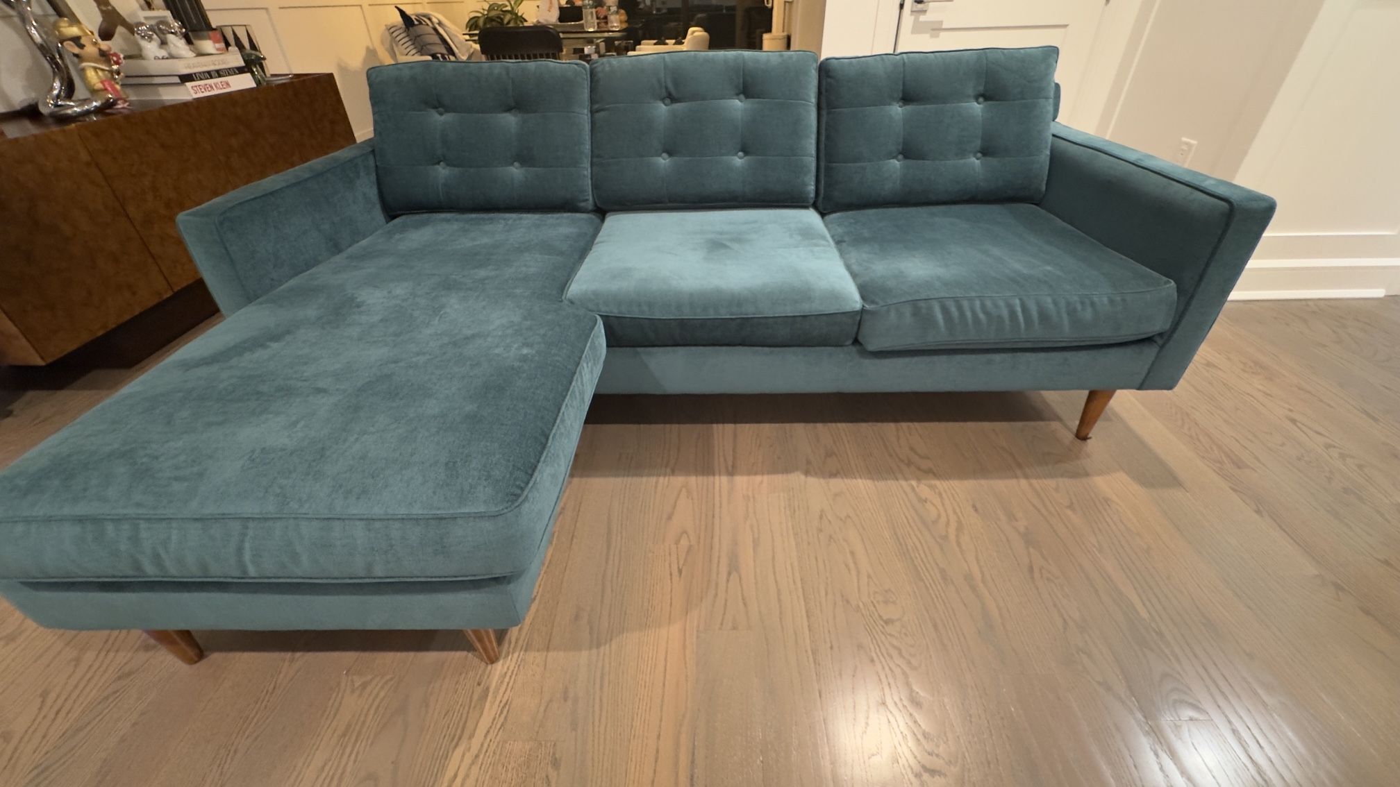 Green West Elm Drake Reversible Sectional - Tarragon