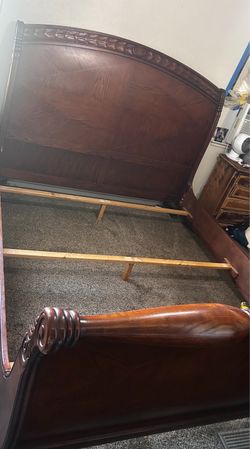 Dark Cherry Wood  Bed Frame