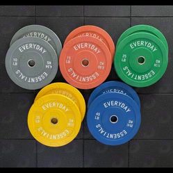 BalanceFrom Bumper Plates Set 260 lbs with Steel Hub Color Coded Weight Lifting