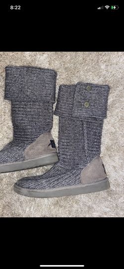 WOMEN'S UGG TALL CARDY Charcoal Color SWEATER KNIT BOOTS SIZE 8