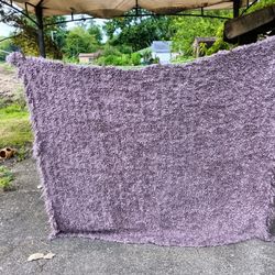 EUC Super Soft Purple Poodle Fur Throw / Blanket 60 " X 68"