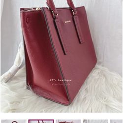 Michael Kors Alessa NEW Medium Pebbled Leather Satchel Brandy Red