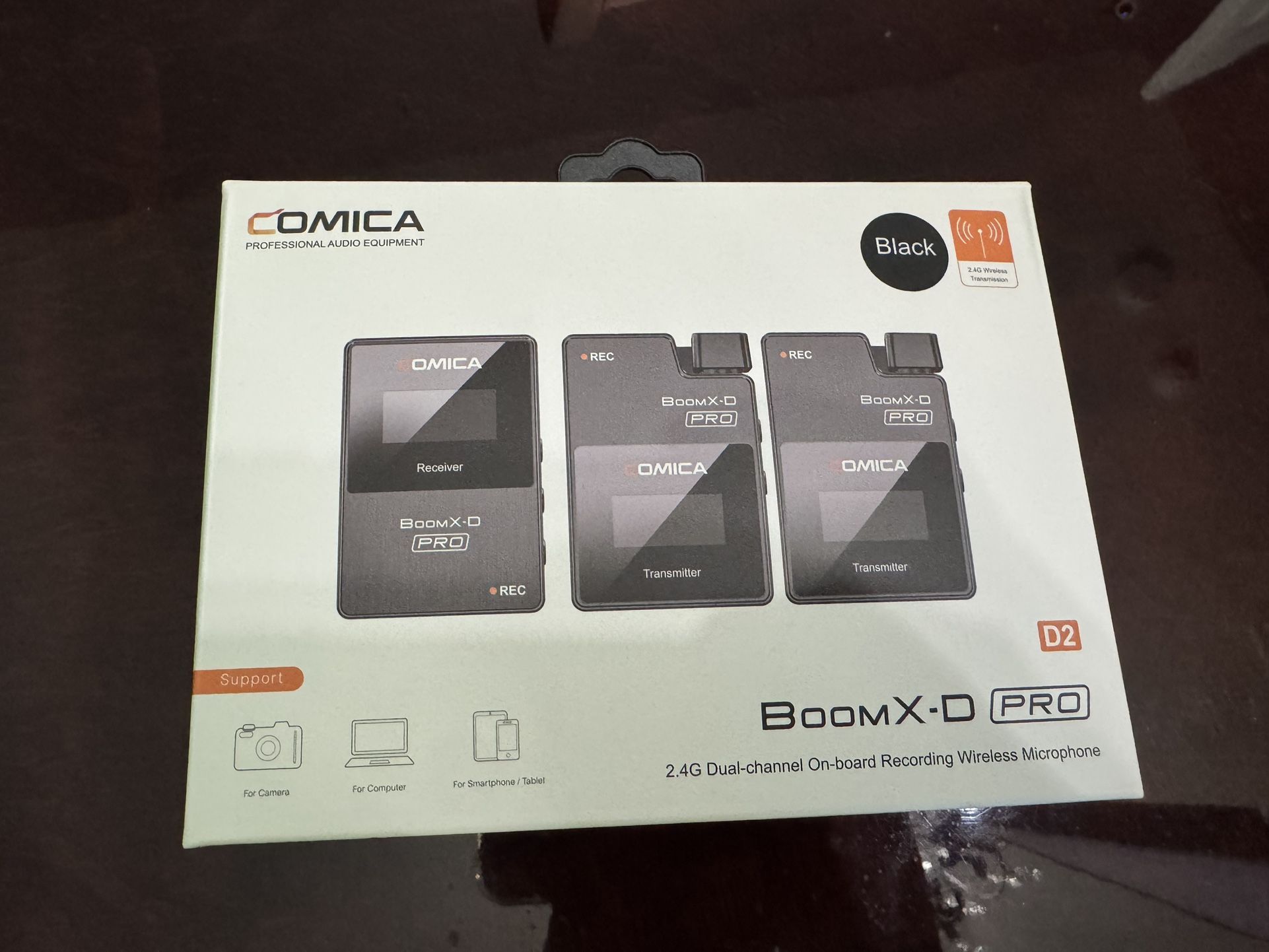 Comica BoomX-D2 - Wireless Microphone System for Cameras, Camcorders, Smartphones, Laptops, Compact Wireless Lavalier Lapel Microphone with Safety Aud