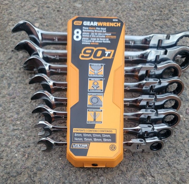 Gearwrench 90T Flex Head Ratcheting Wrench Set (Metric 8 Piece)