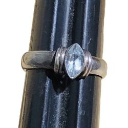 Marquis Cut Aquamarine Set In Solid 925 Silver Size 8.5