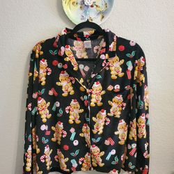 Holiday Time Gingerbread Pajama Top features festive gingerbread men