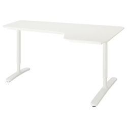 Ikea White Corner Desk & Gray Chairs