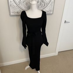 Jealous Tomato Black Ribbed Sweater Dress, Small