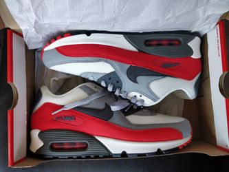 NIKE AIR MAX 90 ESSENTIAL GREY/RED SIZE 8.5MENS